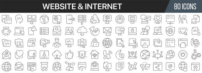Leinwandbilder - Website and internet line icons collection. Big UI icon set in a flat design. Thin outline icons pack. Vector illustration EPS10