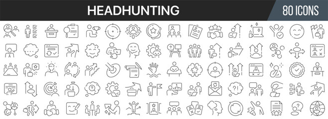 Wall Mural - Headhunting line icons collection. Big UI icon set in a flat design. Thin outline icons pack. Vector illustration EPS10