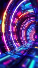 Wall Mural - abstract background with glowing lines. futuristic background with colorful glowing neon lights. gen