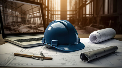 Blueprint Precision, Protective Helmets, and Cutting-Edge Computers at the Construction Zone. Generative AI