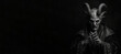 © JoelMasson - Black and white photorealistic studio portrait of the demonic being lucifer the devil on black background. Generative AI illustration