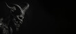 Black and white photorealistic studio portrait of the demonic being lucifer the devil on black background. Generative AI illustration
