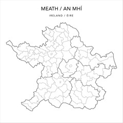 Vector Map of County Meath (Countae na Mí) with the Administrative Borders of County, Districts, Local Electoral Areas and Electoral Divisions from 2018 to 2023 - Republic of Ireland