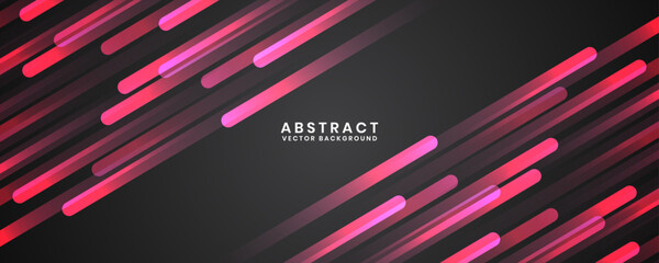 Wall Mural - 3D black geometric abstract background overlap layer on dark space with pink rounded lines decoration. Modern graphic design element striped style concept for banner, flyer, card, or brochure cover