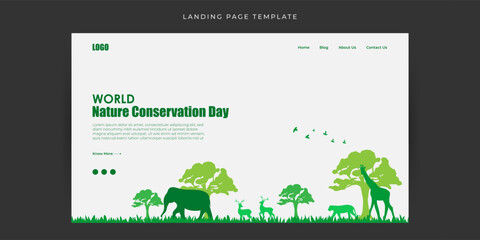 Vector illustration of World Nature Conservation Day Website landing page banner mockup Template