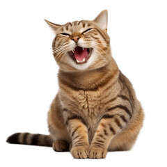 Happy cat smiling, no background/transparent background