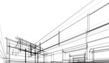 Fototapeta Desenie - Architectural drawing of a house 3d rendering