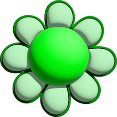 3D Green groovy flower