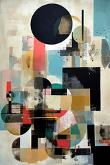 Wall Mural - Collage, poster, geometric shapes, abstraction. Ai illustration, fantasy digital, Generative AI