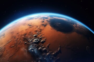 Wall Mural - Earth view from planet mars illustration generative ai