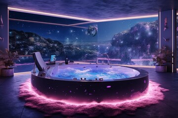 Wall Mural - Jacuzzi bath tube of the future illustration generative ai