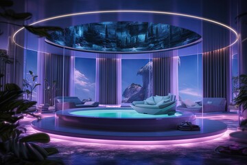 Wall Mural - Jacuzzi bath tube of the future illustration generative ai