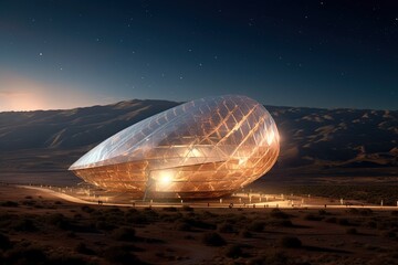 Wall Mural - Super telescope of the future discovers alien life illustration generative ai