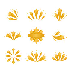 Wall Mural - set of golden stars burst elements