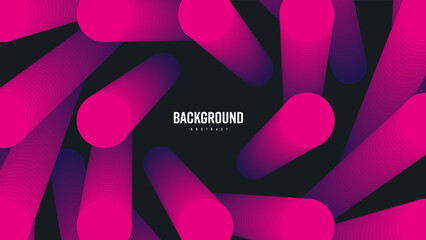 Wall Mural - vector illustration of round linear elements, abstract shape blend 3d, pink, black geometric backgro
