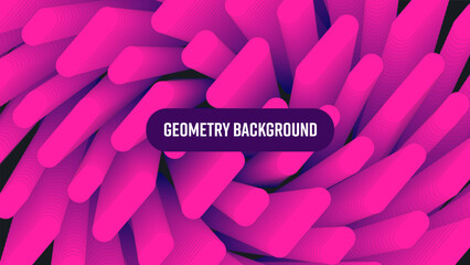 Vector illustration oval linear shape blend 3d, abstract pink, black geometric background.