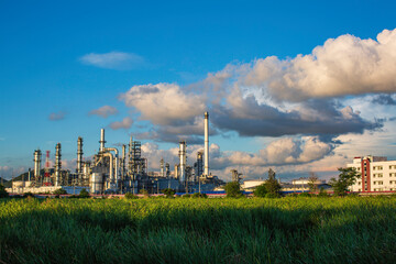 Poster - Scene evening of tank oil refinery plant tower and column tank oil of Petrochemistry industry
