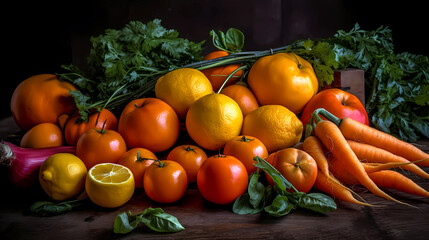 Wall Mural - yellow and orange fruits and vegetables