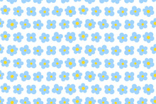Blue Flowers Seamless Pattern, Forget Me Nots.