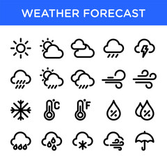 weather forecast icon set. suitable for weather information app element.