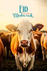 Poster - Islamic greetings Eid al adha mubarak social media post 3d realistic style, generative ai