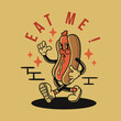 © reza - Hot dog vintage mascot cartoon character illustration