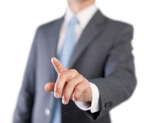 Poster - Businessman hand touch with his finger