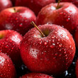 fresh, red Apples, with waterdrops, ai generated