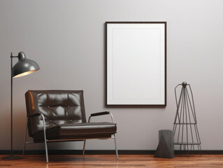 Wall Mural - Chrome finished steel frame Minimalist mockup for podium display or showcase. AI generation