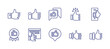 © Huticon - Like line icon set. Editable stroke. Vector illustration. Containing like, smartphone, suggest, thumbs up.