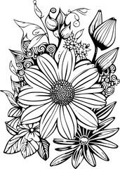 Canvas Print - black and white flowers vector