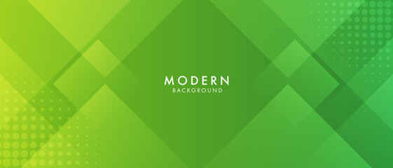 abstract green banner background with overlay square shape. vector illustration