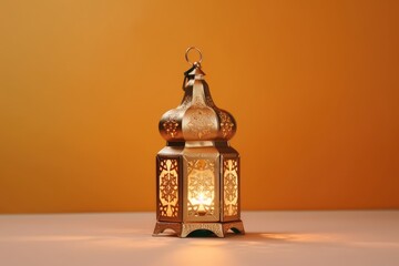 Arabic gold vintage luminous lantern Generated AI