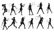 © Illustration-store - A set of silhouette badminton women vector illustration