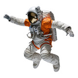 Astronaut in spacesuit floating in outer space isolated on transparent background with Generative AI