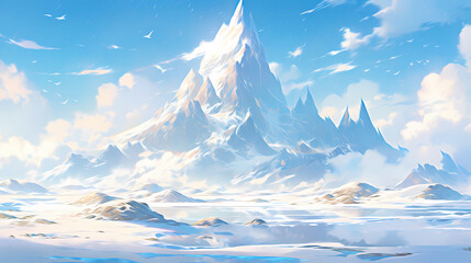 beautiful snow scenery illustration
