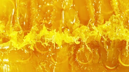 Fototapete - Super Slow Motion of Splashing Orange Juice. Filmed on High Speed Cinema Camera, 1000 fps. Abstract Liquid Background with Orange Slices.