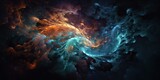 Fototapeta Uliczki - AI Generated. AI Generative. Illustration of holi smoke abstract graphic art with space galaxy cosmos inspirational vibe. Graphic Art