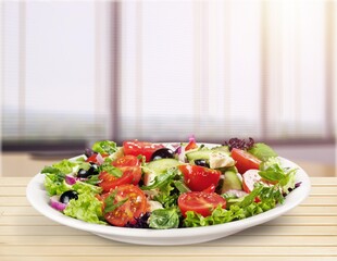 Canvas Print - Healthy tasty green salad with vegetables