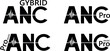 Active noise cancelling. Noise reduction. ANC inscriptions. Symbol indicating the noise cancellation system used in headphones and hi-fi devices. Black letters. Simple vector illustration.
