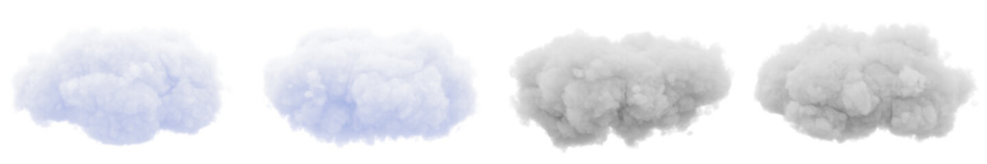Wall Mural - Cumulus and fluffy cloud shape with isolated on transparent background - PNG file, 3D rendering illustration, Clip art, cut out and sky elements