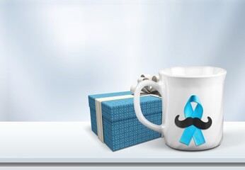 Sticker - Concept of Father's day, gift and cup