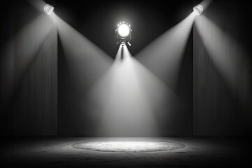 Sticker - A spotlight in a dark black and white room. Stage background