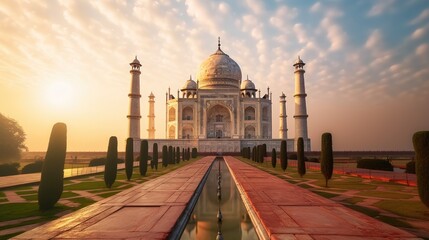 Wall Mural - taj mahal at sunset