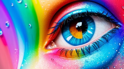 looking eye colorful style abstraction, human face stylized design element, with colorful splats. ca