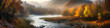 © XaMaps - A mystical, misty mountain landscape, with vibrant autumn foliage and a meandering river, captured in the soft morning light, for an exceptional picture. Generative AI
