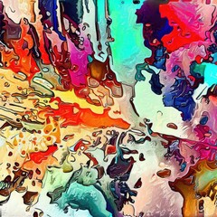 Aufkleber - Splashing colors abstract watercolor painting art background.