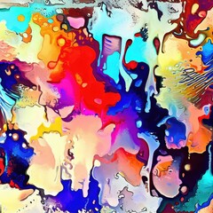 Aufkleber - Splashing colors abstract watercolor painting art background.
