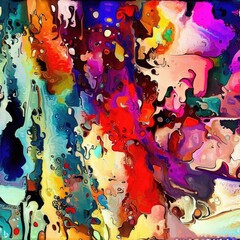 Aufkleber - Splashing colors abstract watercolor painting art background.