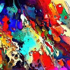 Aufkleber - Splashing colors abstract watercolor painting art background.